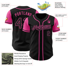 Laden Sie das Bild in den Galerie-Viewer, Custom Black Pink Authentic Two Tone Baseball Jersey