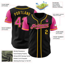 Laden Sie das Bild in den Galerie-Viewer, Custom Black Pink-Yellow Authentic Two Tone Baseball Jersey
