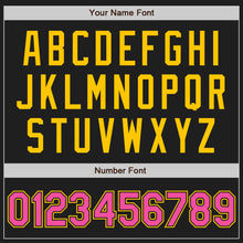 Laden Sie das Bild in den Galerie-Viewer, Custom Black Pink-Yellow Authentic Two Tone Baseball Jersey