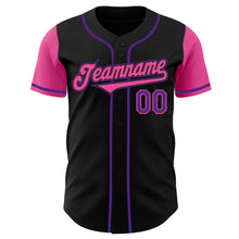 Load image into Gallery viewer, Custom Black Pink-Purple Authentic Two Tone Baseball Jersey
