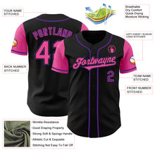 Load image into Gallery viewer, Custom Black Pink-Purple Authentic Two Tone Baseball Jersey
