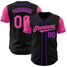 Load image into Gallery viewer, Custom Black Pink-Purple Authentic Two Tone Baseball Jersey
