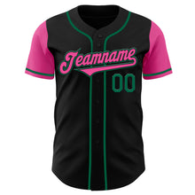 Load image into Gallery viewer, Custom Black Pink-Kelly Green Authentic Two Tone Baseball Jersey