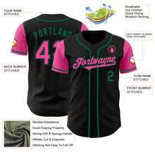 Load image into Gallery viewer, Custom Black Pink-Kelly Green Authentic Two Tone Baseball Jersey