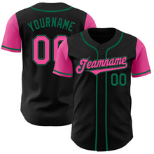 Load image into Gallery viewer, Custom Black Pink-Kelly Green Authentic Two Tone Baseball Jersey