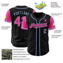 Load image into Gallery viewer, Custom Black Pink-Light Blue Authentic Two Tone Baseball Jersey