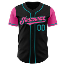 Laden Sie das Bild in den Galerie-Viewer, Custom Black Pink-Teal Authentic Two Tone Baseball Jersey