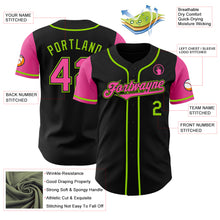 Laden Sie das Bild in den Galerie-Viewer, Custom Black Pink-Neon Green Authentic Two Tone Baseball Jersey