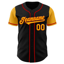 Laden Sie das Bild in den Galerie-Viewer, Custom Black Gold-Red Authentic Two Tone Baseball Jersey