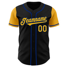 Laden Sie das Bild in den Galerie-Viewer, Custom Black Gold-Royal Authentic Two Tone Baseball Jersey