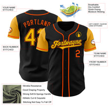 Laden Sie das Bild in den Galerie-Viewer, Custom Black Gold-Orange Authentic Two Tone Baseball Jersey