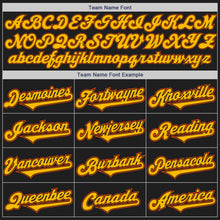 Laden Sie das Bild in den Galerie-Viewer, Custom Black Gold-Orange Authentic Two Tone Baseball Jersey