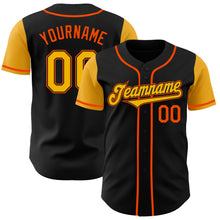Laden Sie das Bild in den Galerie-Viewer, Custom Black Gold-Orange Authentic Two Tone Baseball Jersey