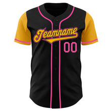 Load image into Gallery viewer, Custom Black Gold-Pink Authentic Two Tone Baseball Jersey