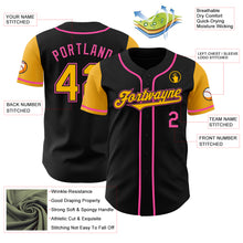 Load image into Gallery viewer, Custom Black Gold-Pink Authentic Two Tone Baseball Jersey
