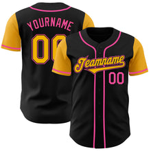 Load image into Gallery viewer, Custom Black Gold-Pink Authentic Two Tone Baseball Jersey