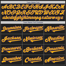 Load image into Gallery viewer, Custom Black Gold-Purple Authentic Two Tone Baseball Jersey