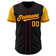 Load image into Gallery viewer, Custom Black Gold-Crimson Authentic Two Tone Baseball Jersey