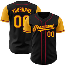 Load image into Gallery viewer, Custom Black Gold-Crimson Authentic Two Tone Baseball Jersey