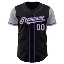 Laden Sie das Bild in den Galerie-Viewer, Custom Black Gray-Purple Authentic Two Tone Baseball Jersey
