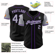 Laden Sie das Bild in den Galerie-Viewer, Custom Black Gray-Purple Authentic Two Tone Baseball Jersey