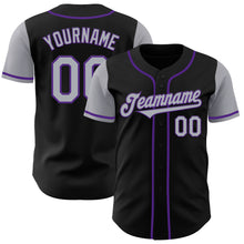 Laden Sie das Bild in den Galerie-Viewer, Custom Black Gray-Purple Authentic Two Tone Baseball Jersey