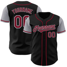 Laden Sie das Bild in den Galerie-Viewer, Custom Black Crimson-Gray Authentic Two Tone Baseball Jersey