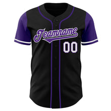 Load image into Gallery viewer, Custom Black Purple-White Authentic Two Tone Baseball Jersey