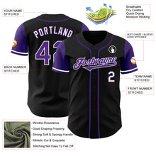 Load image into Gallery viewer, Custom Black Purple-White Authentic Two Tone Baseball Jersey
