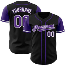 Load image into Gallery viewer, Custom Black Purple-White Authentic Two Tone Baseball Jersey