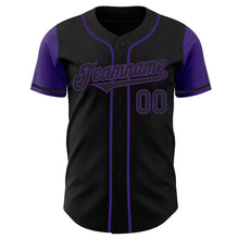 Load image into Gallery viewer, Custom Black Purple Authentic Two Tone Baseball Jersey