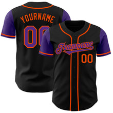 Load image into Gallery viewer, Custom Black Purple-Orange Authentic Two Tone Baseball Jersey
