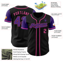 Load image into Gallery viewer, Custom Black Purple-Pink Authentic Two Tone Baseball Jersey