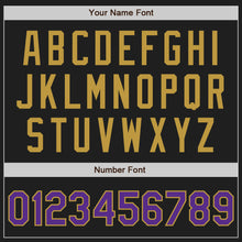 Load image into Gallery viewer, Custom Black Purple-Old Gold Authentic Two Tone Baseball Jersey