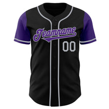 Load image into Gallery viewer, Custom Black Purple-Gray Authentic Two Tone Baseball Jersey