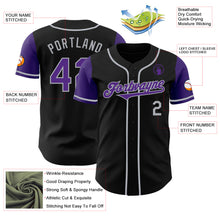 Load image into Gallery viewer, Custom Black Purple-Gray Authentic Two Tone Baseball Jersey