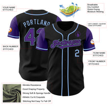Load image into Gallery viewer, Custom Black Purple-Light Blue Authentic Two Tone Baseball Jersey
