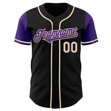 Laden Sie das Bild in den Galerie-Viewer, Custom Black Purple-Cream Authentic Two Tone Baseball Jersey
