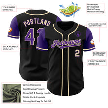 Laden Sie das Bild in den Galerie-Viewer, Custom Black Purple-Cream Authentic Two Tone Baseball Jersey