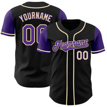 Laden Sie das Bild in den Galerie-Viewer, Custom Black Purple-Cream Authentic Two Tone Baseball Jersey