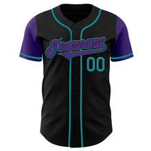 Load image into Gallery viewer, Custom Black Purple-Teal Authentic Two Tone Baseball Jersey