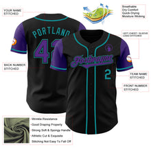 Load image into Gallery viewer, Custom Black Purple-Teal Authentic Two Tone Baseball Jersey