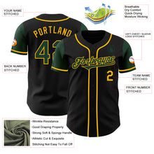 Laden Sie das Bild in den Galerie-Viewer, Custom Black Green-Gold Authentic Two Tone Baseball Jersey