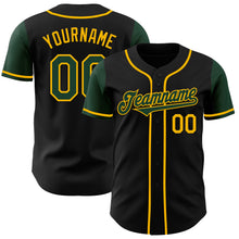 Laden Sie das Bild in den Galerie-Viewer, Custom Black Green-Gold Authentic Two Tone Baseball Jersey