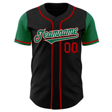 Загрузить изображение в средство просмотра галереи, Custom Black Kelly Green-Red Authentic Two Tone Baseball Jersey