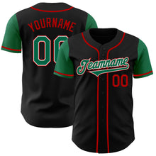 Загрузить изображение в средство просмотра галереи, Custom Black Kelly Green-Red Authentic Two Tone Baseball Jersey
