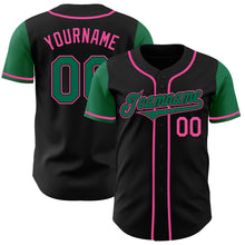 Charger l'image dans la galerie, Custom Black Kelly Green-Pink Authentic Two Tone Baseball Jersey