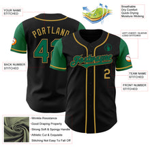 Загрузить изображение в средство просмотра галереи, Custom Black Kelly Green-Old Gold Authentic Two Tone Baseball Jersey