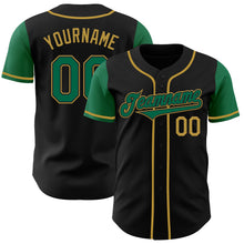 Загрузить изображение в средство просмотра галереи, Custom Black Kelly Green-Old Gold Authentic Two Tone Baseball Jersey