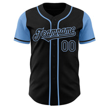 Laden Sie das Bild in den Galerie-Viewer, Custom Black Light Blue Authentic Two Tone Baseball Jersey